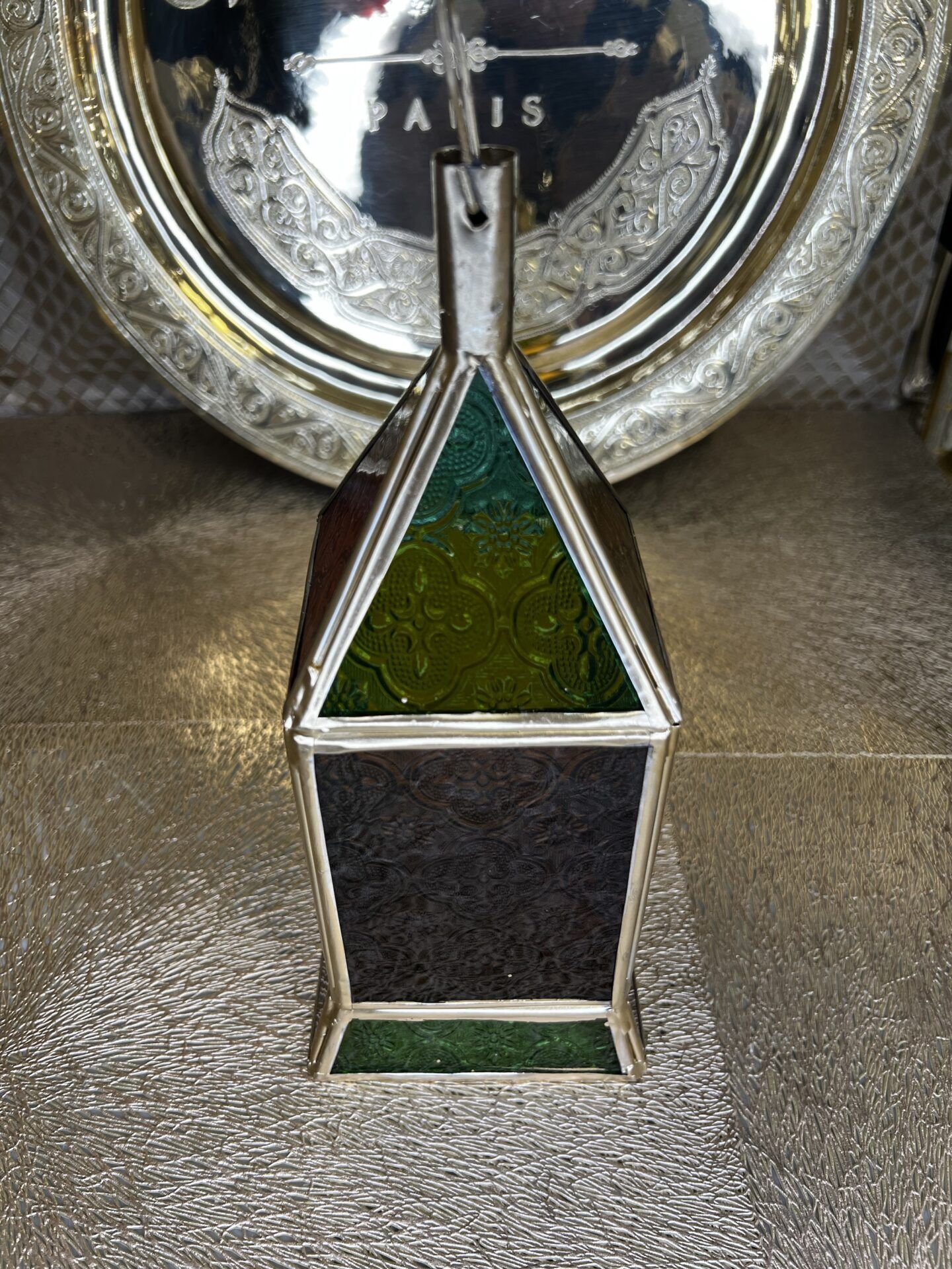 Lanterne orientale multicolore doré – Image 1