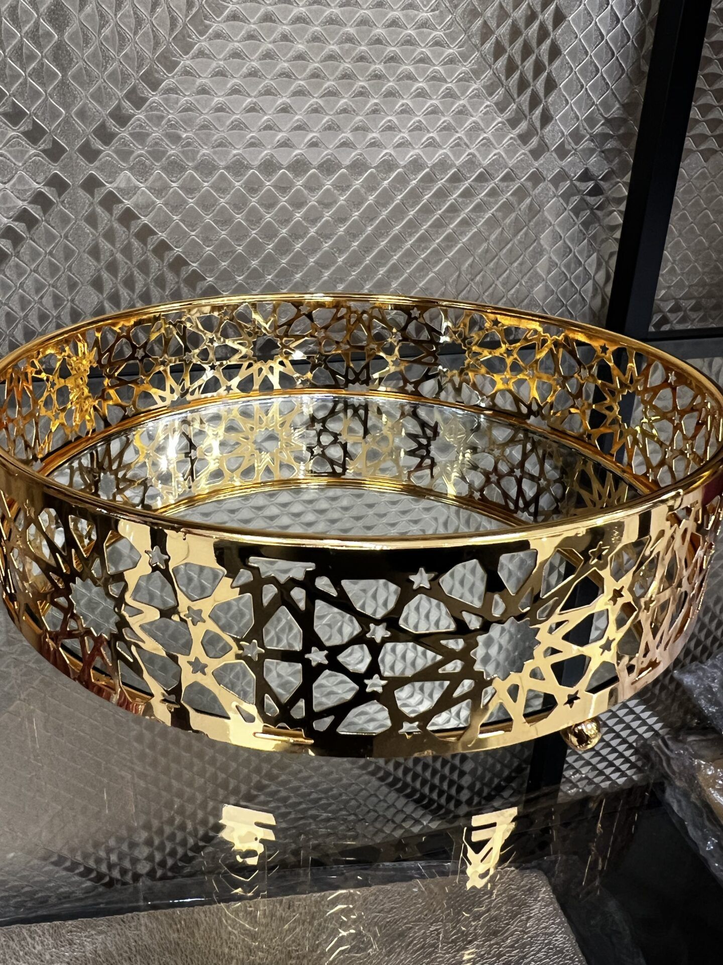 Petit plateau rond doré oriental – Image 1