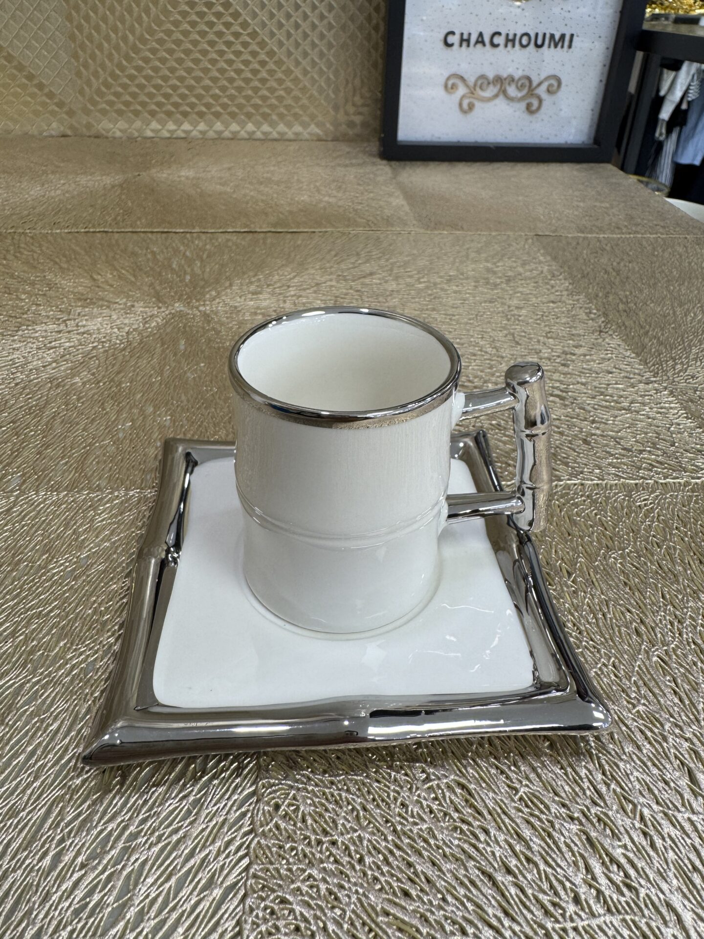 Coffret 6 Tasses 6 Sous-Tasses Argentée