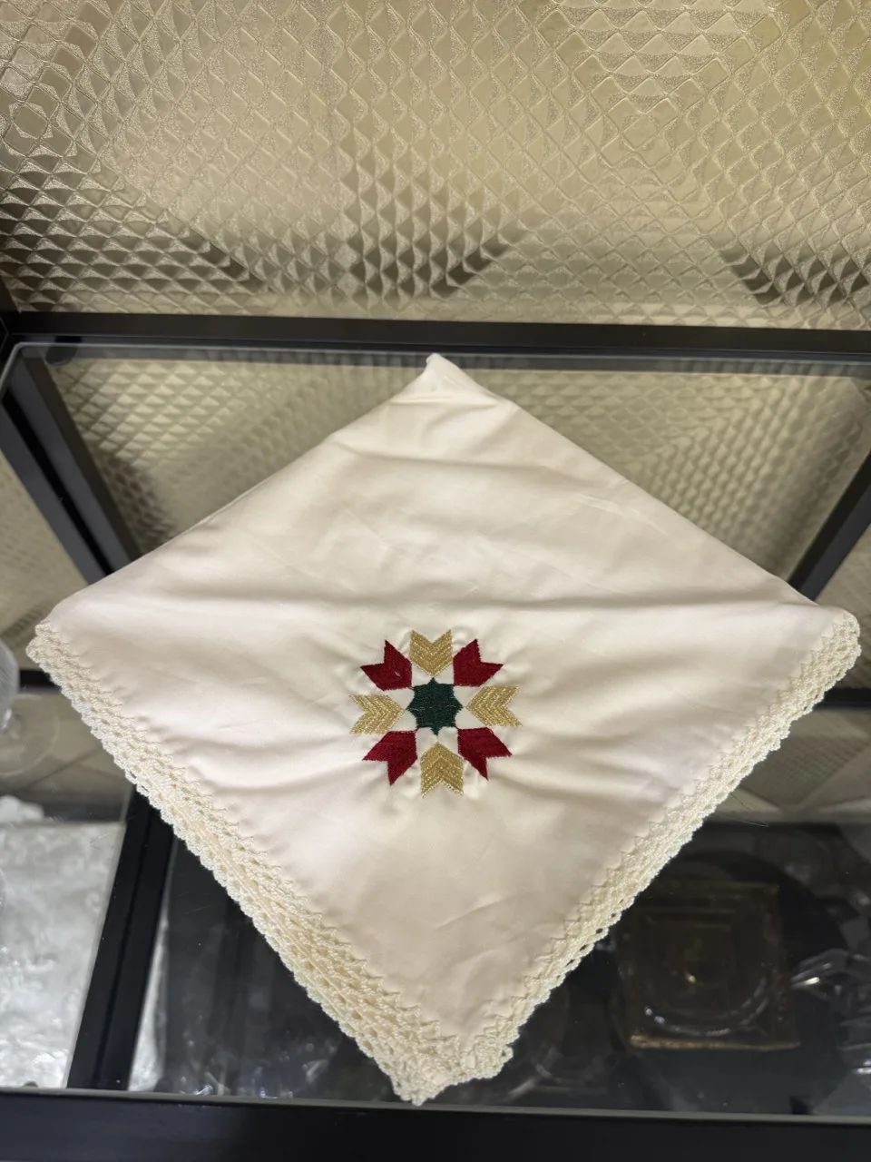 Lot 6 serviettes blanc cassé zelij rouge vert – Image 1