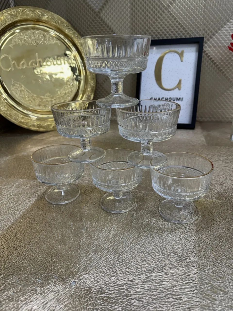 Lot 6 coupes liseré doré – Image 1