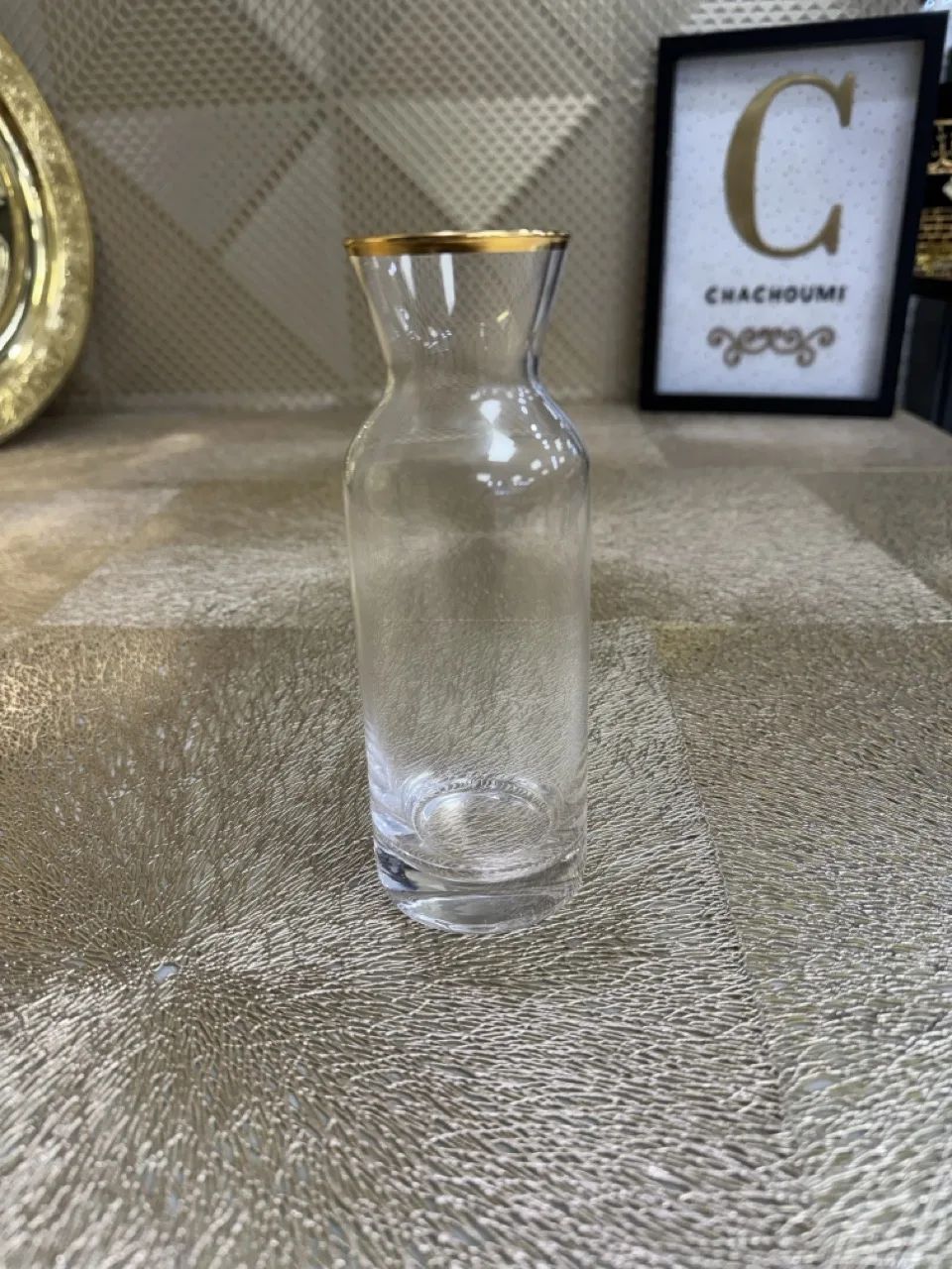 lot 4 petites carafes en verre liseré doré – Image 1