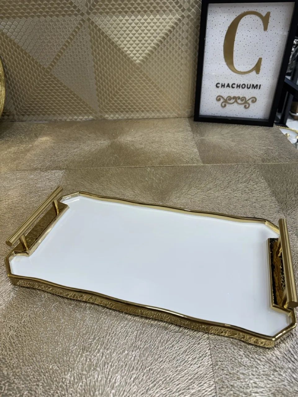 Service café ou thé porcelaine blanc doré – Image 4