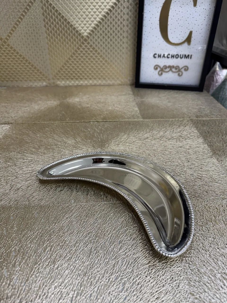 Petit plat lune argenté cuivre – Image 1