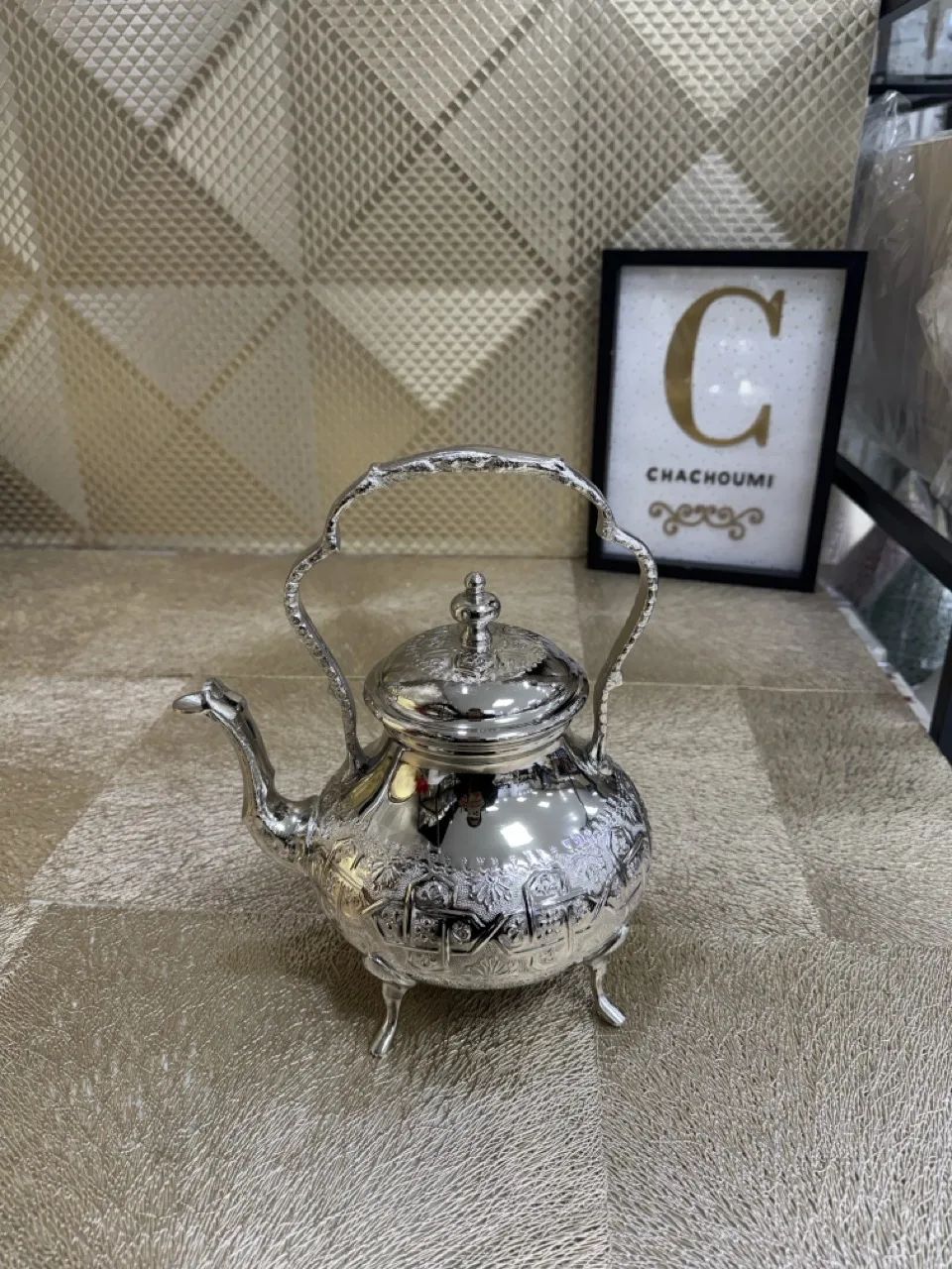 Théière marocaine bo9raj argenté cuivre – Image 2