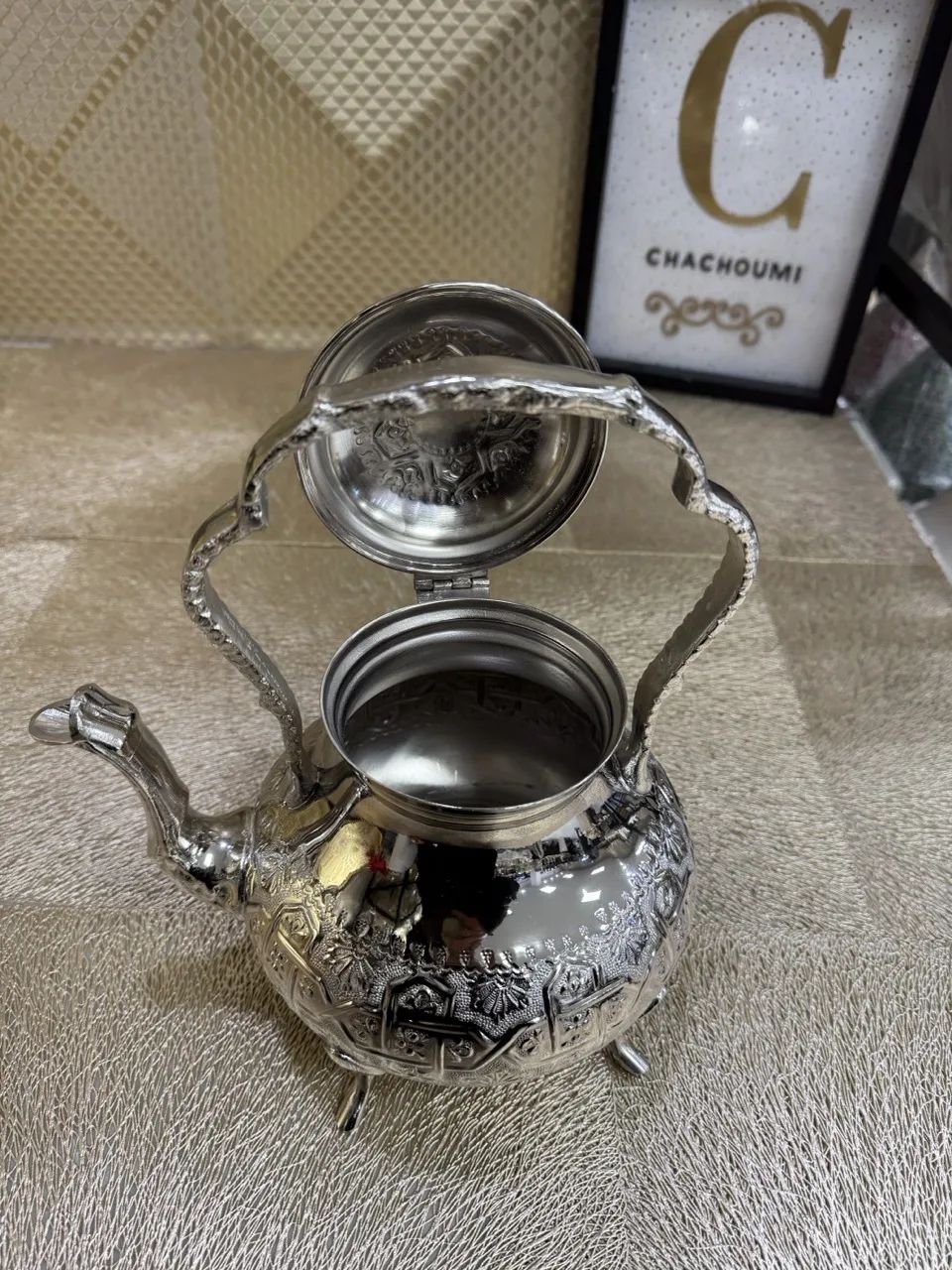 Théière marocaine bo9raj argenté cuivre – Image 3