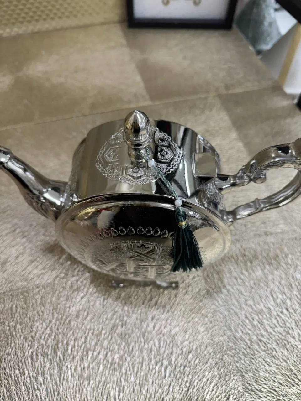 Théière marocaine magana argenté cuivre grand – Image 2