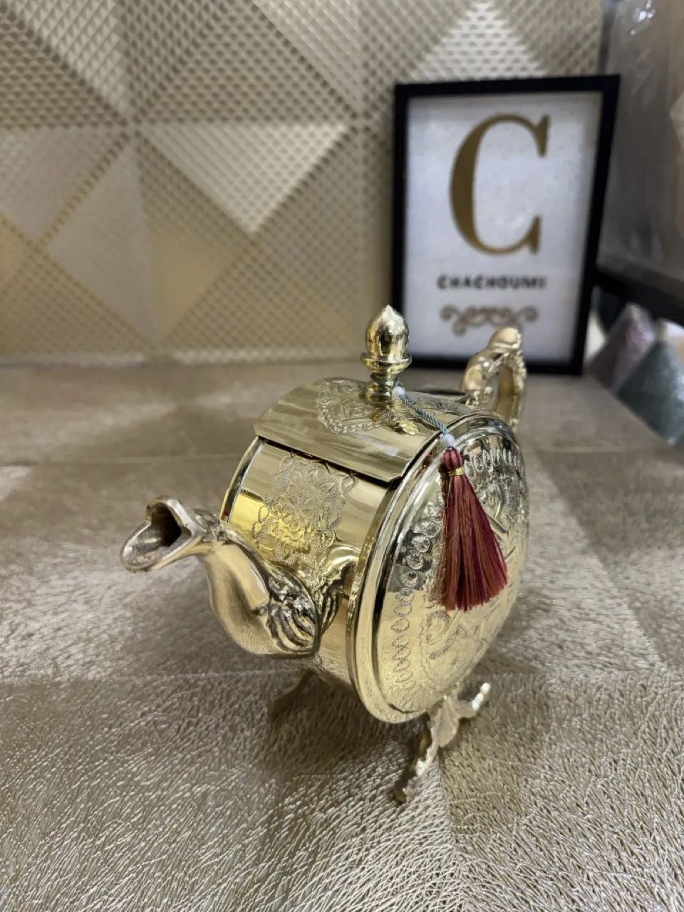 Théière marocaine magana doré cuivre moyen – Image 2