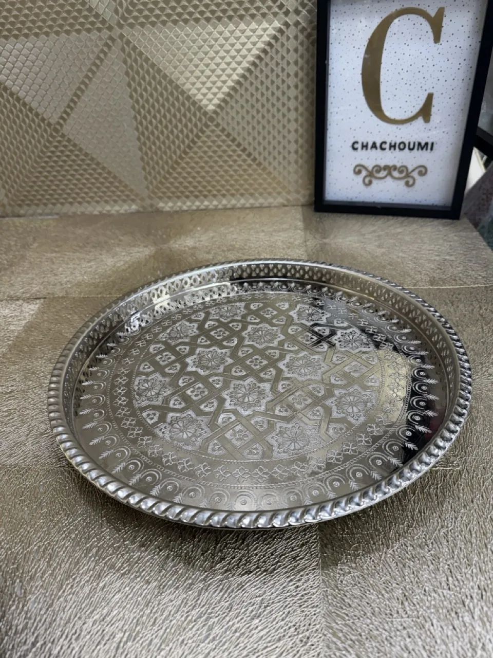 IMG_6233 - Grande Plateau marocain argenté cuivre moyen 37,5cm – Image 1