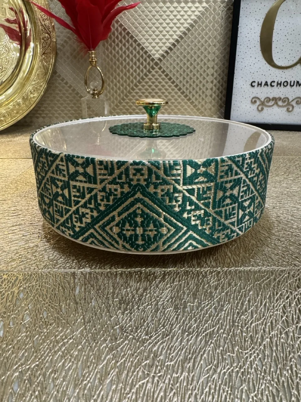 Boite ronde 21 cm tarz el fassi vert – Image 1