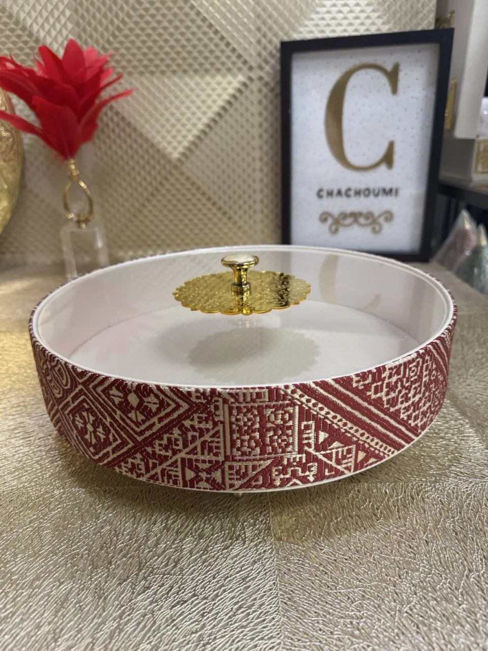 Boite ronde 31 cm tarz el fassi rouge – Image 1