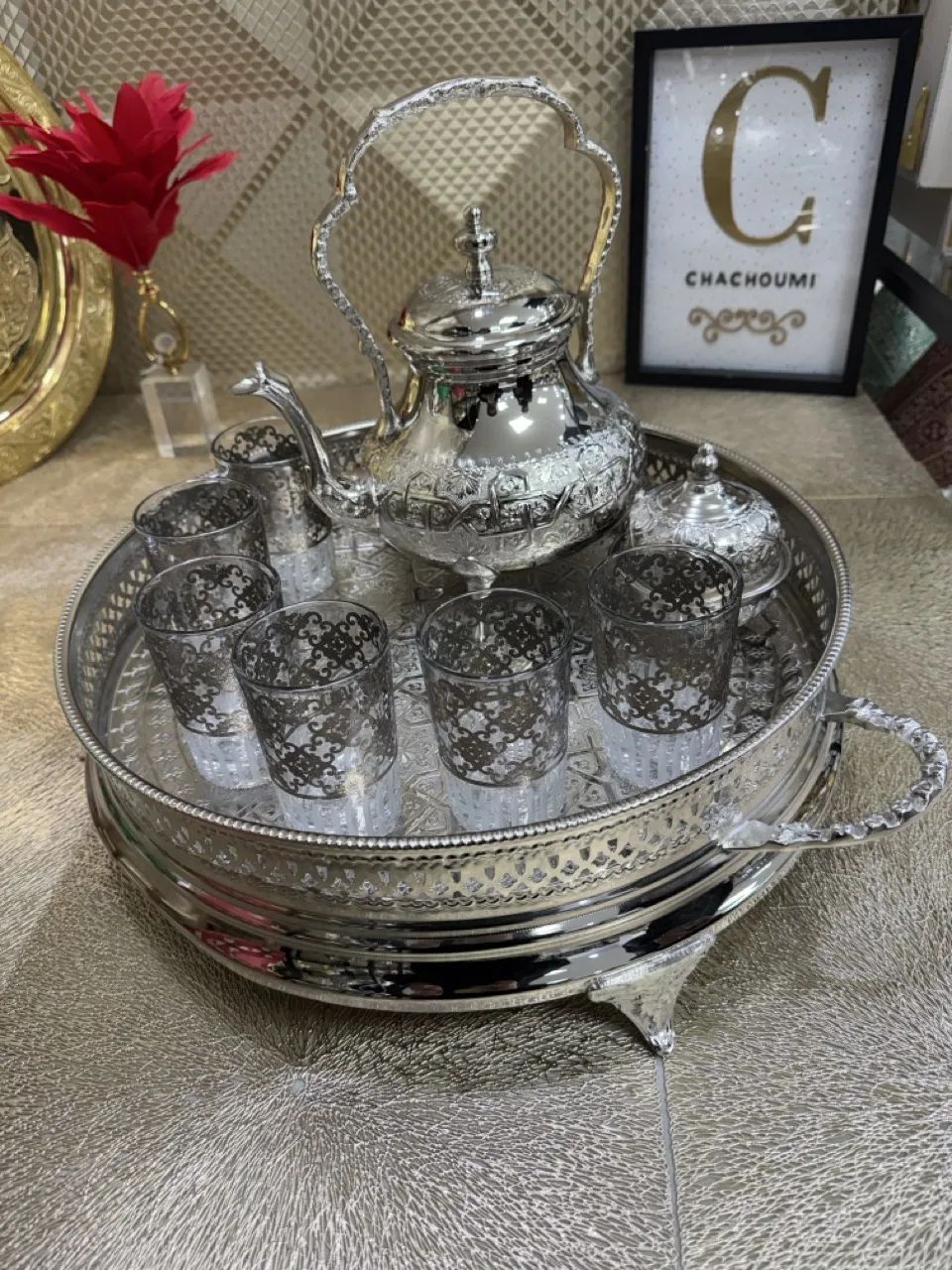 Set 6 verres à thé argenté – Image 1