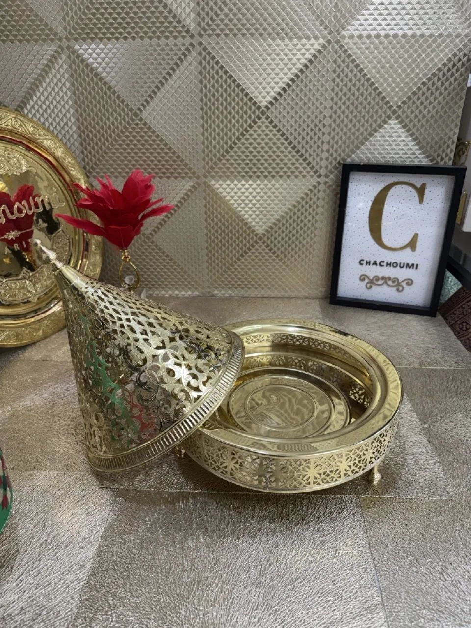 Tayfour ajouré cuivre doré 33 cm – Image 2