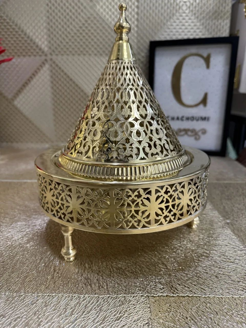 Tayfour ajouré cuivre doré 22 cm – Image 3