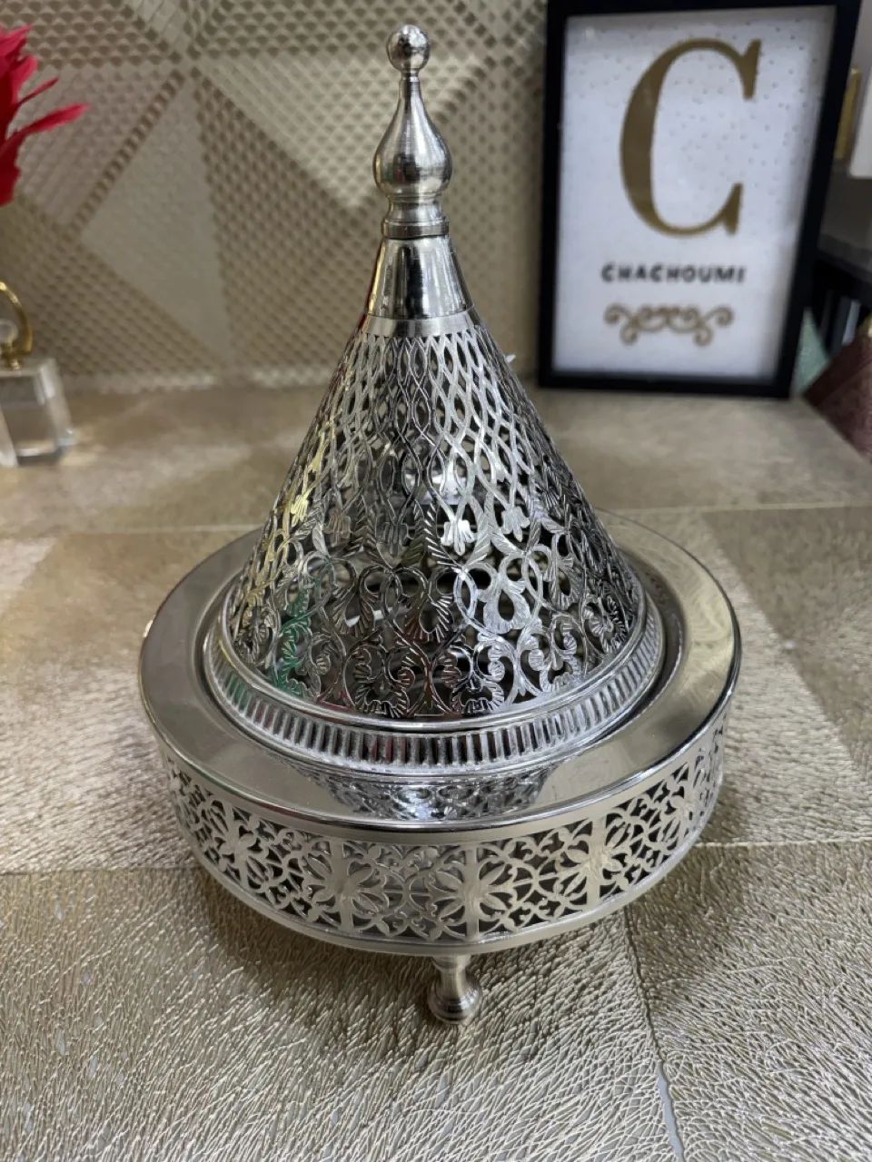 IMG_6665 – Grande Tayfour ajouré cuivre argenté 22 cm – Image 1