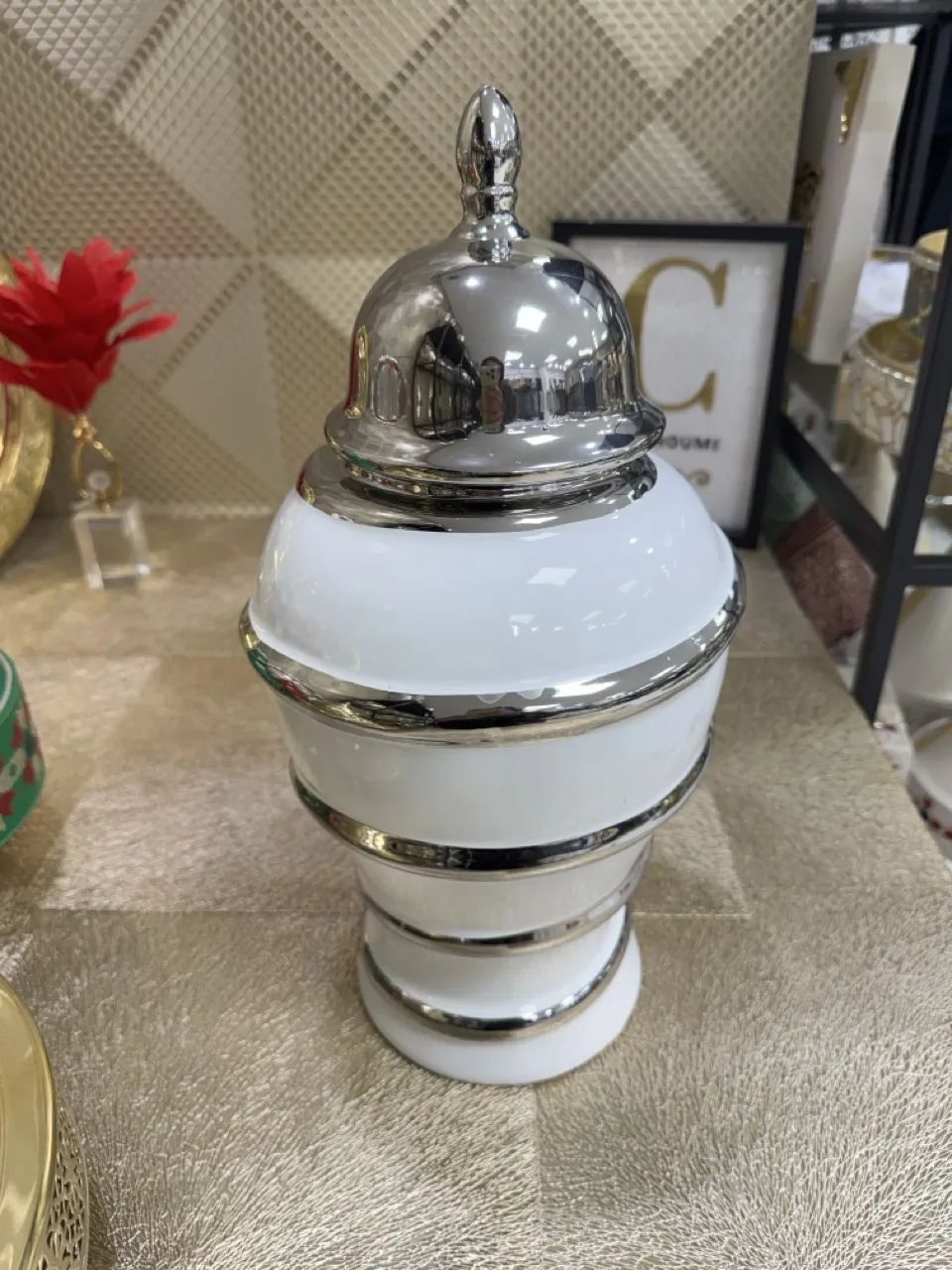 IMG_6754 - Grande Vase argenté spirale argenté 45 cm – Image 1