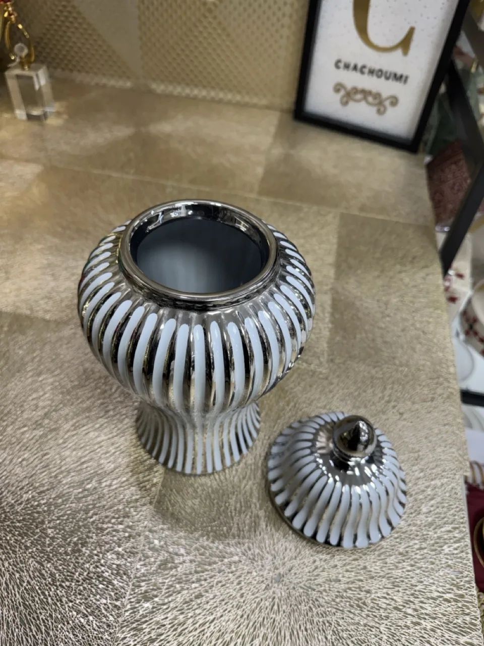 Vase argenté argenté 31 cm – Image 3