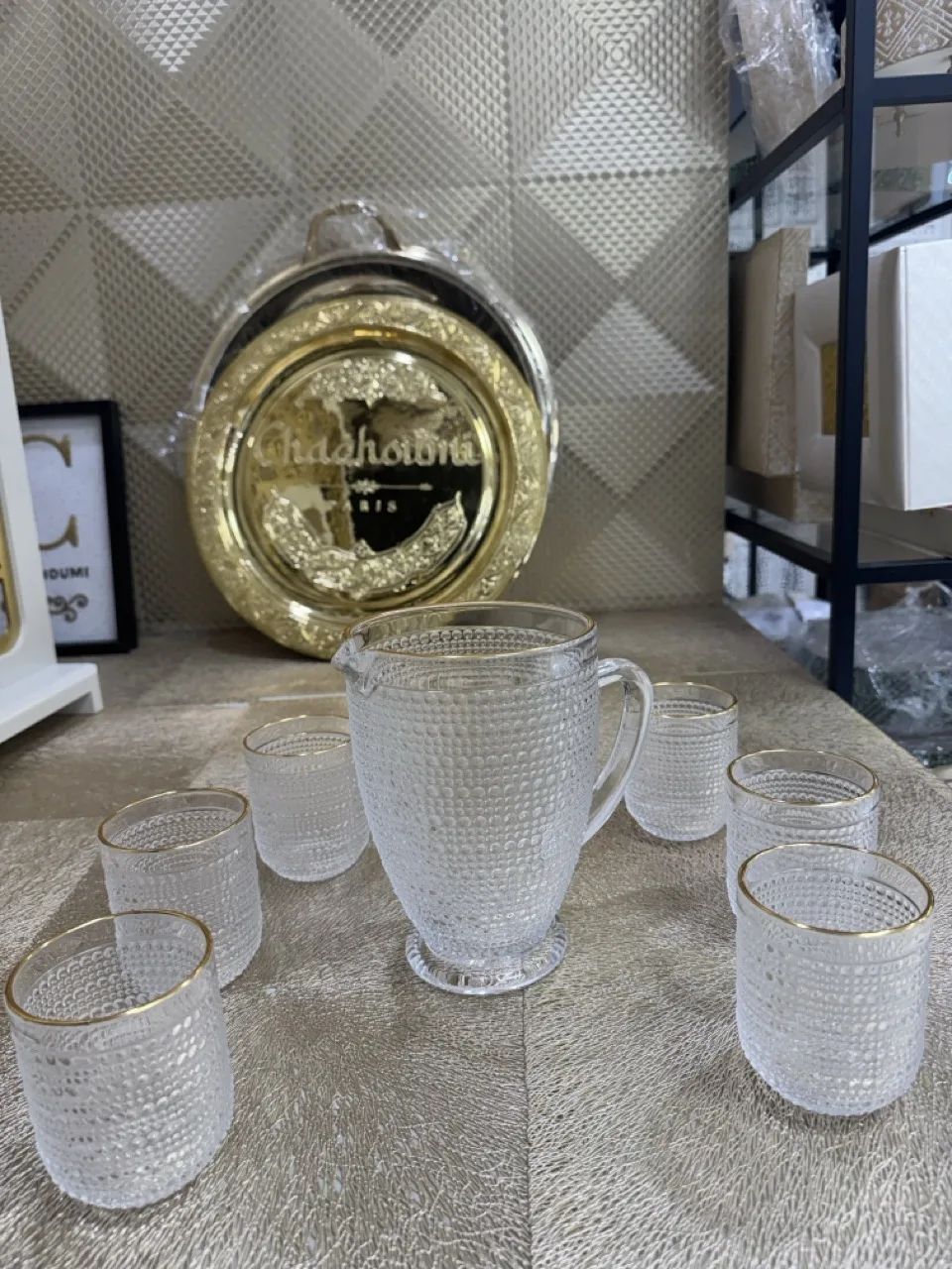 Set carafe 6 verres perlé – Image 1