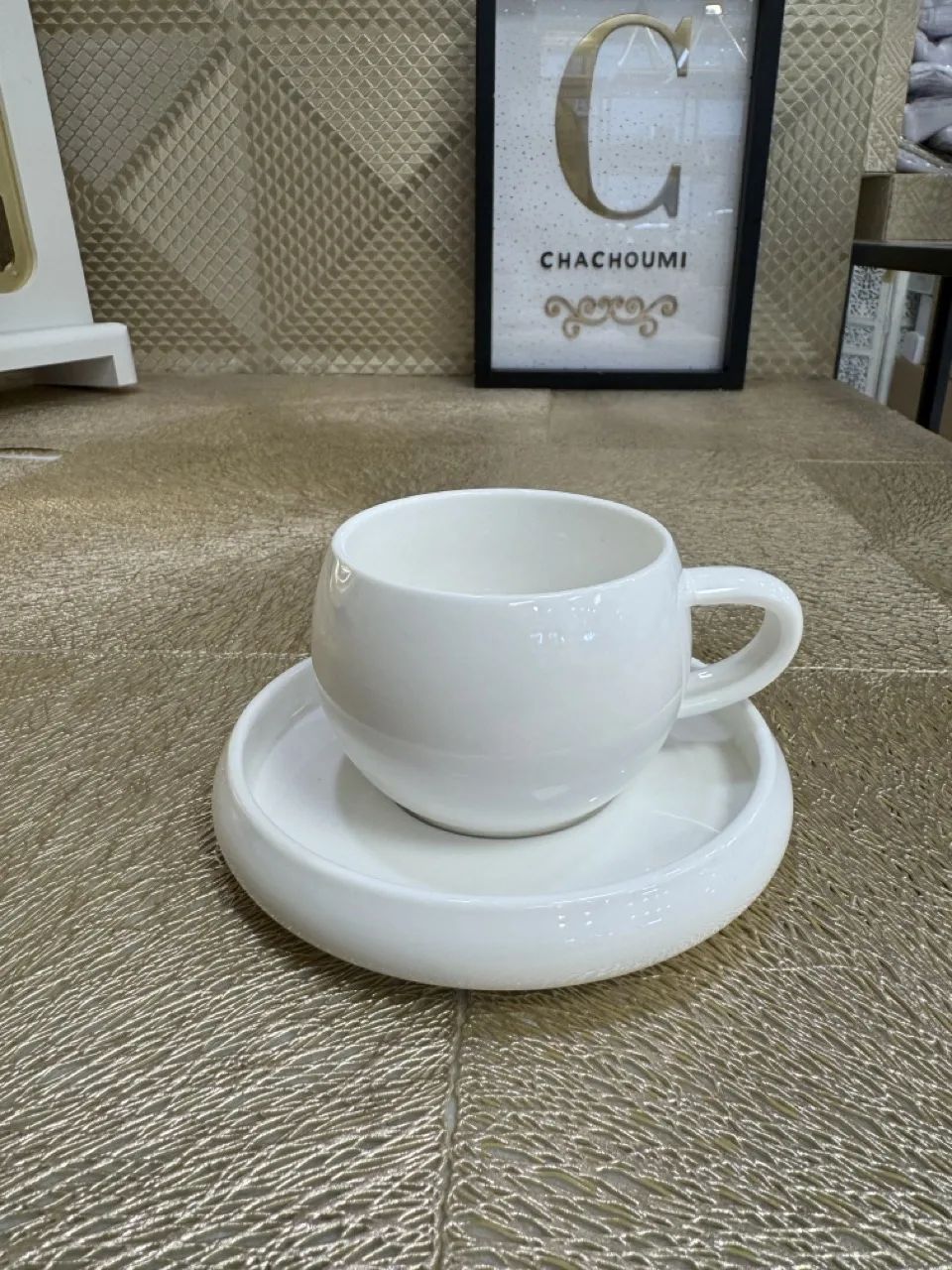 Tasses Design Moderne Lot De 4 Tasses à Café McBecdy - Céramique Mate 500ml - Blanc Et Kaki - Lave-vaissable Et Micro-ondes Tasses Matières Lave- Vaisselle