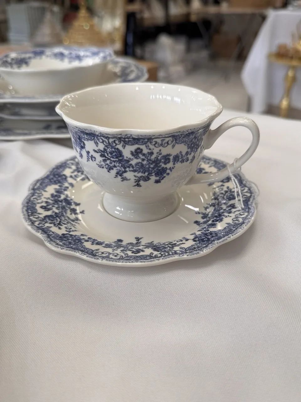 Service de 6 tasses à café au lait bleu – Image 1