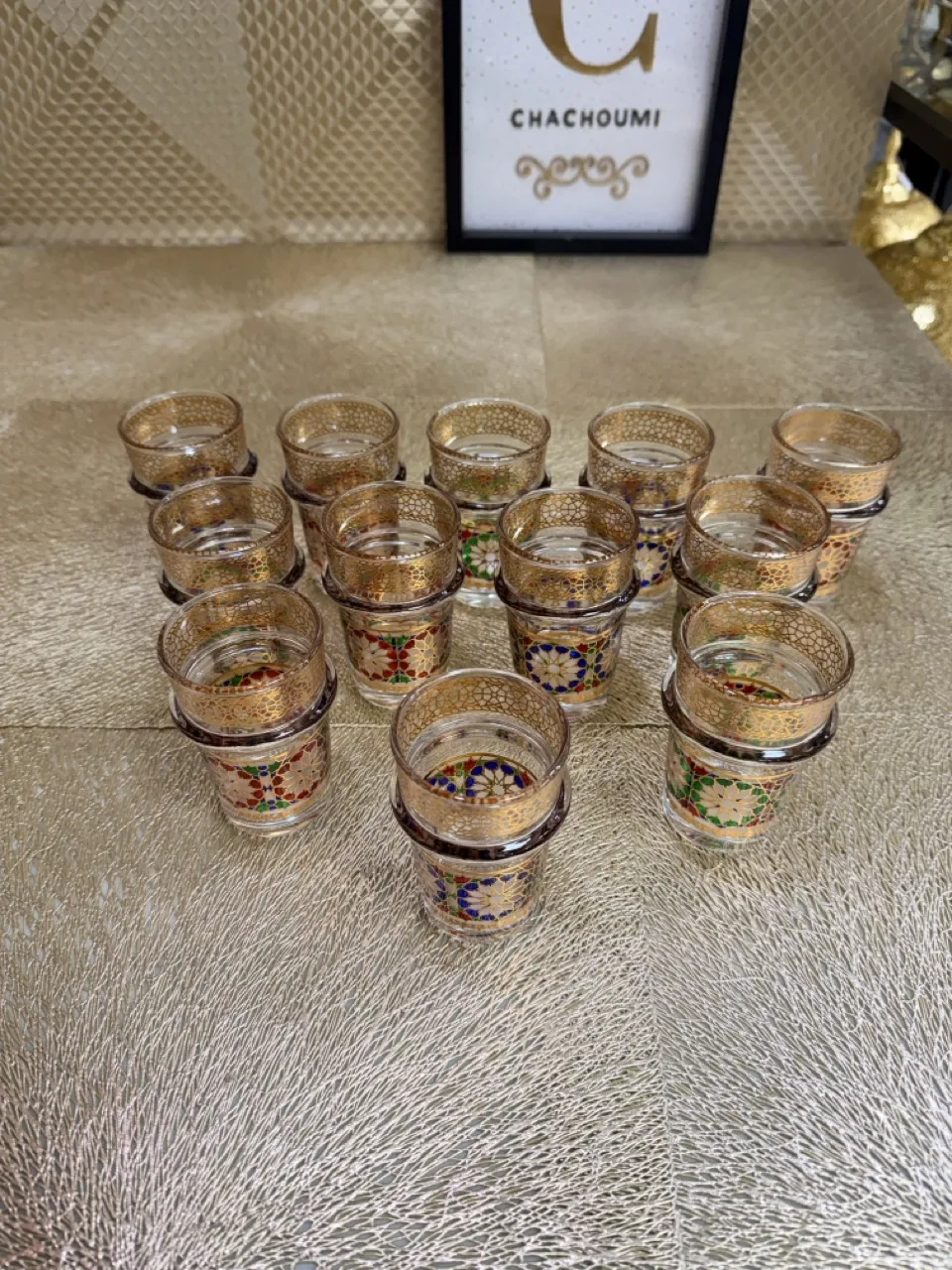 Ensemble 12 verres à thé Zellige doré – Image 2