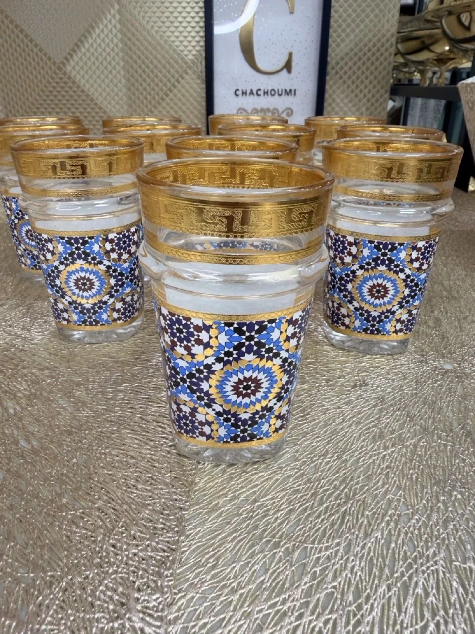 Set 12 verres à thé zelij bleu