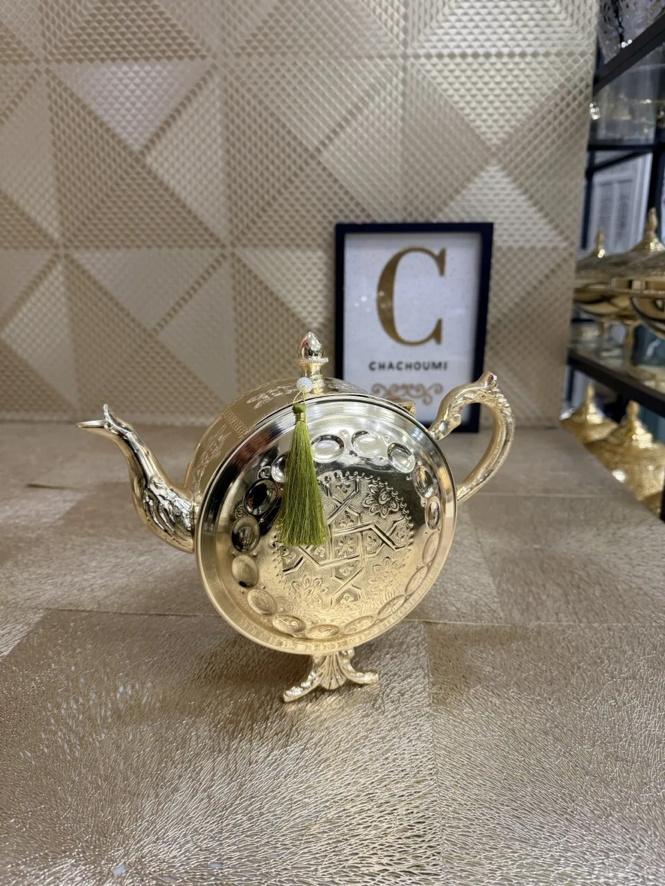 Grande théière marocaine Magana dorée Grande théière marocaine Magana dorée