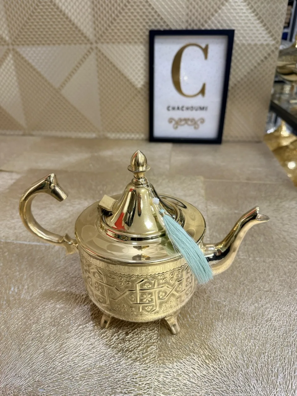 Grande théière marocaine Fassi dorée