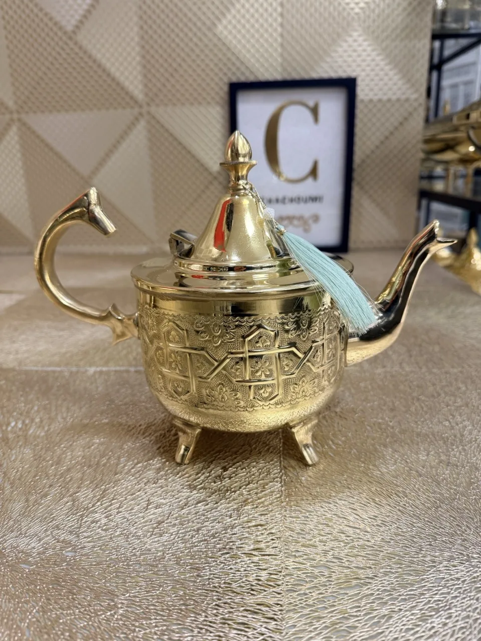 Grande théière marocaine Fassi dorée