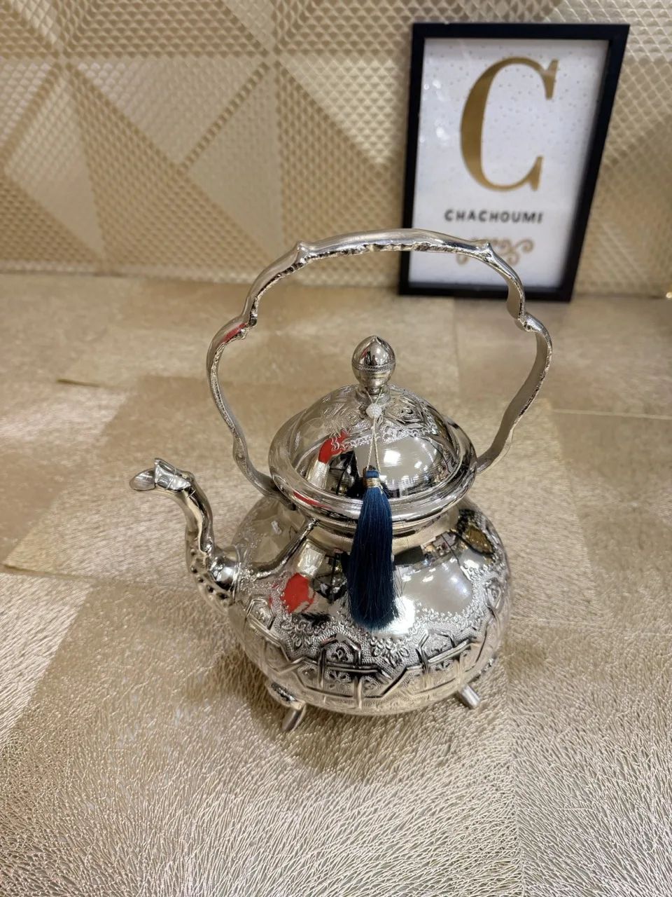 Théière marocaine Boqraj argentée