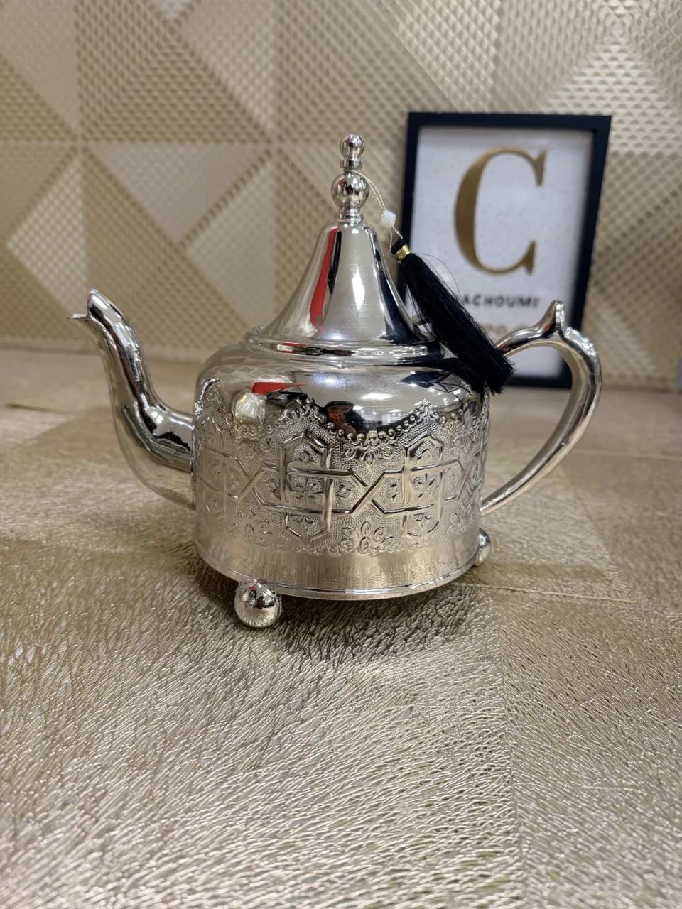 Grande Théière marocaine Flora argentée