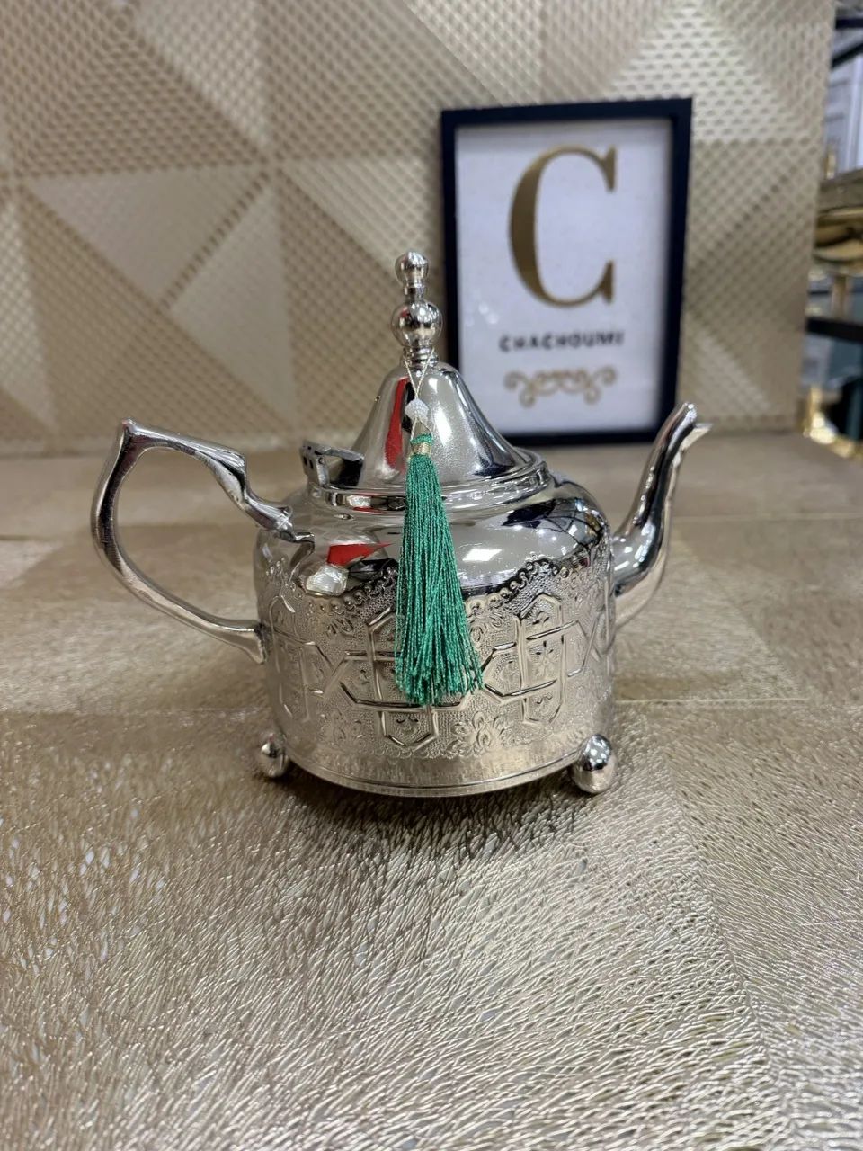 Théière marocaine flora argentée moyenne