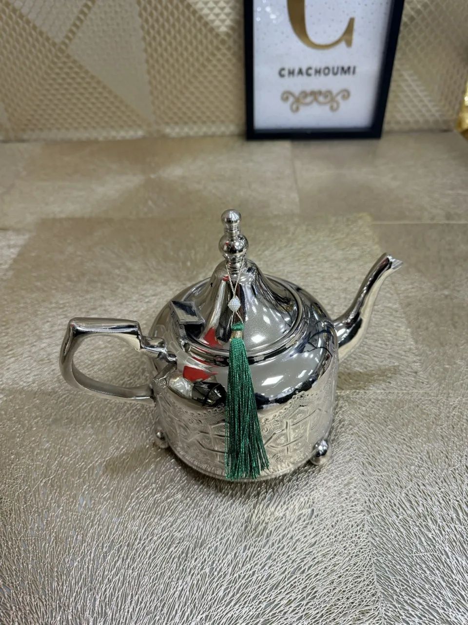 Théière marocaine flora argentée moyenne