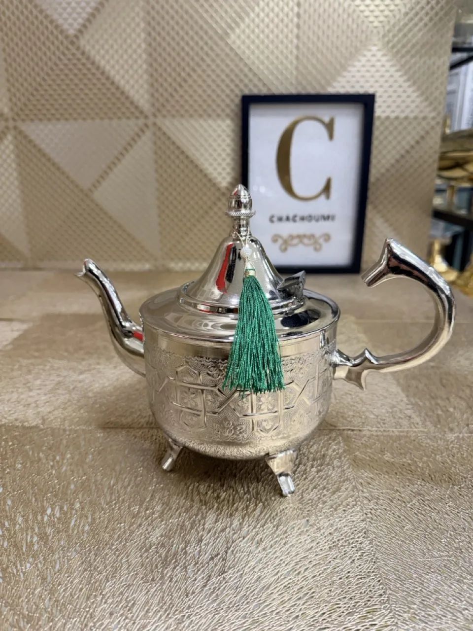 Grande théière marocaine Fassi argentée