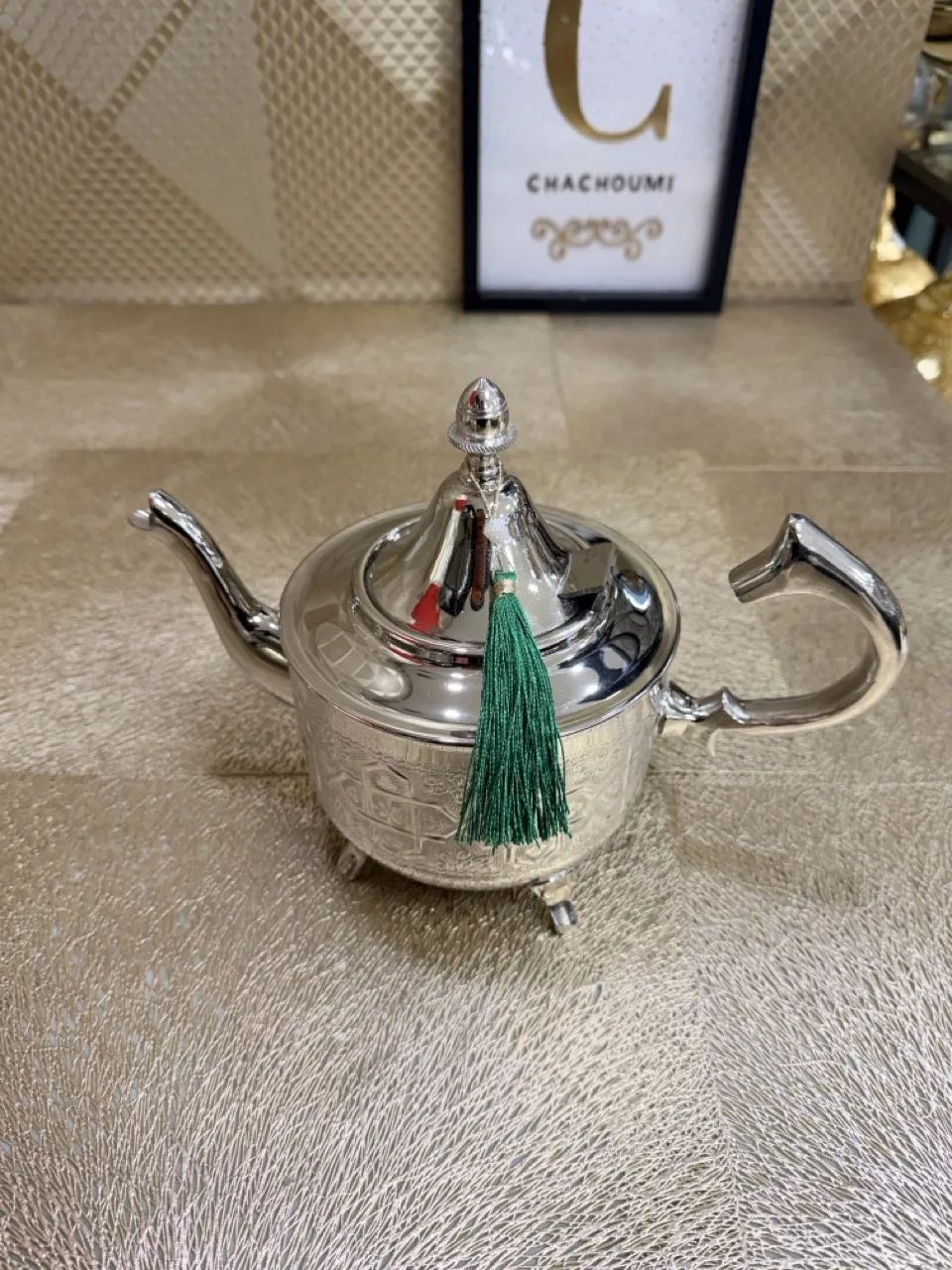 Grande théière marocaine Fassi argentée