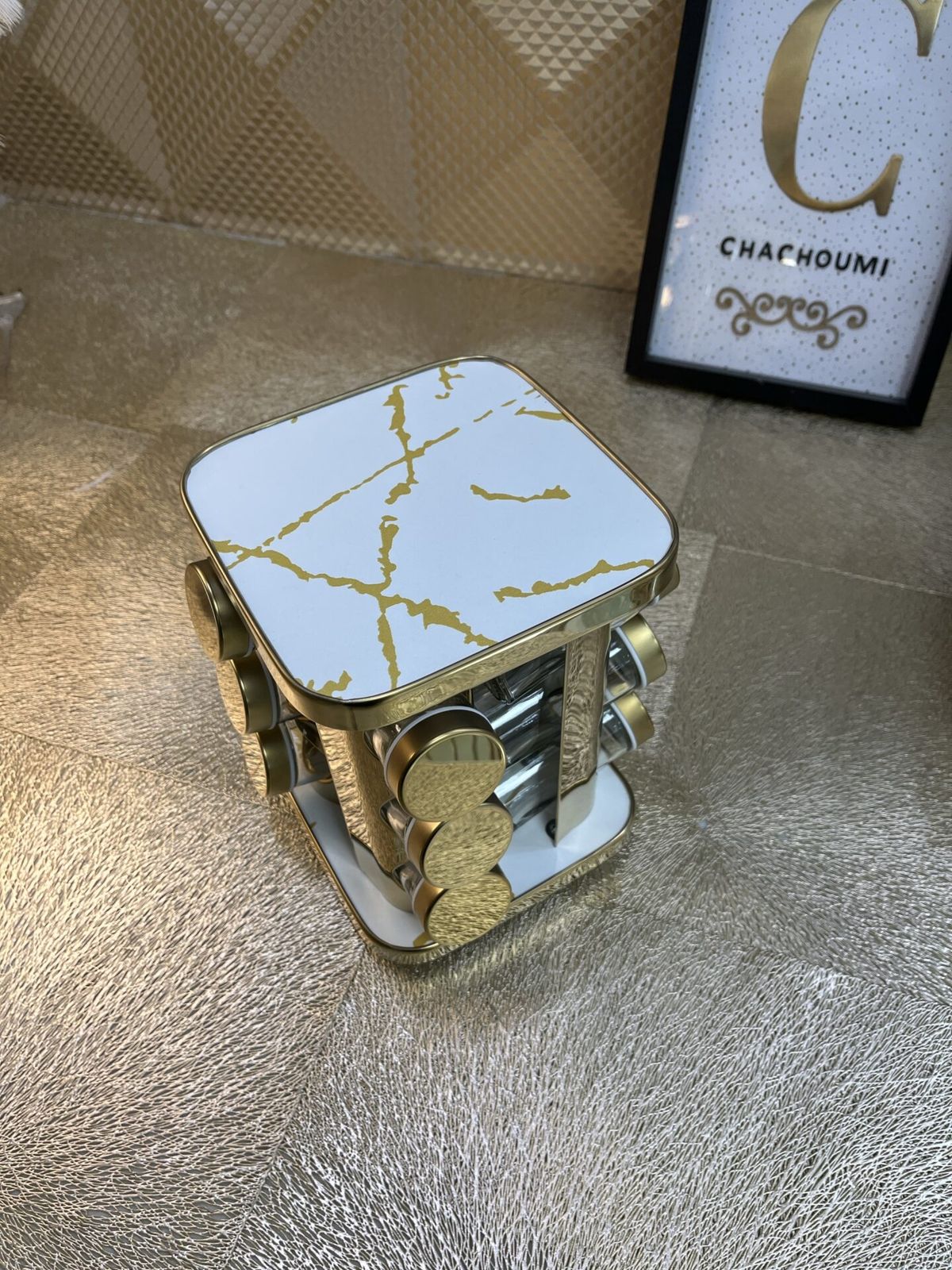 Set 12 Pots Epices Transparent Doré – Image 2