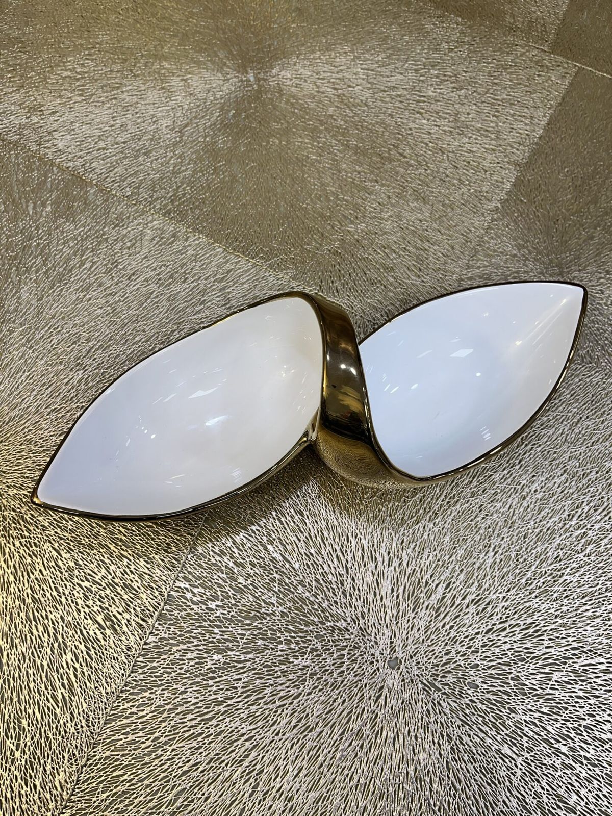 Bol Double Porcelaine Blanc et Doré – Image 2