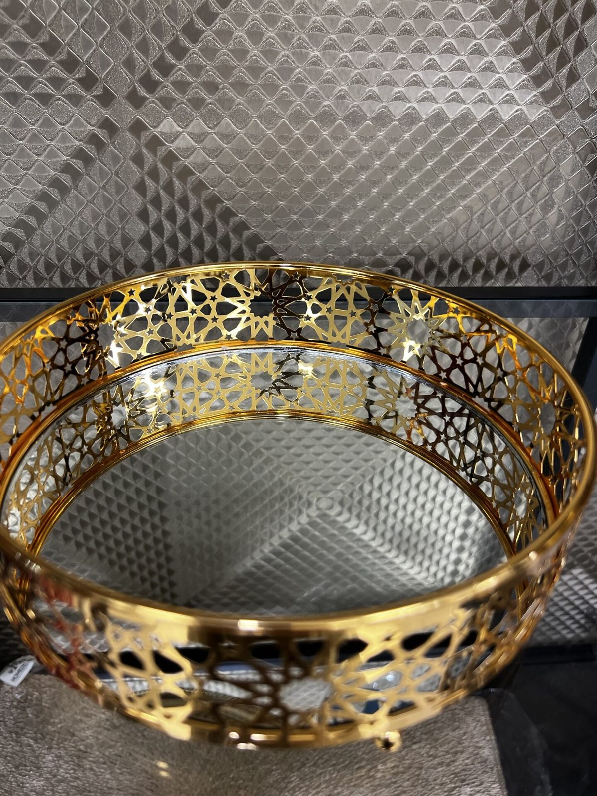 Petit plateau rond doré oriental – Image 2