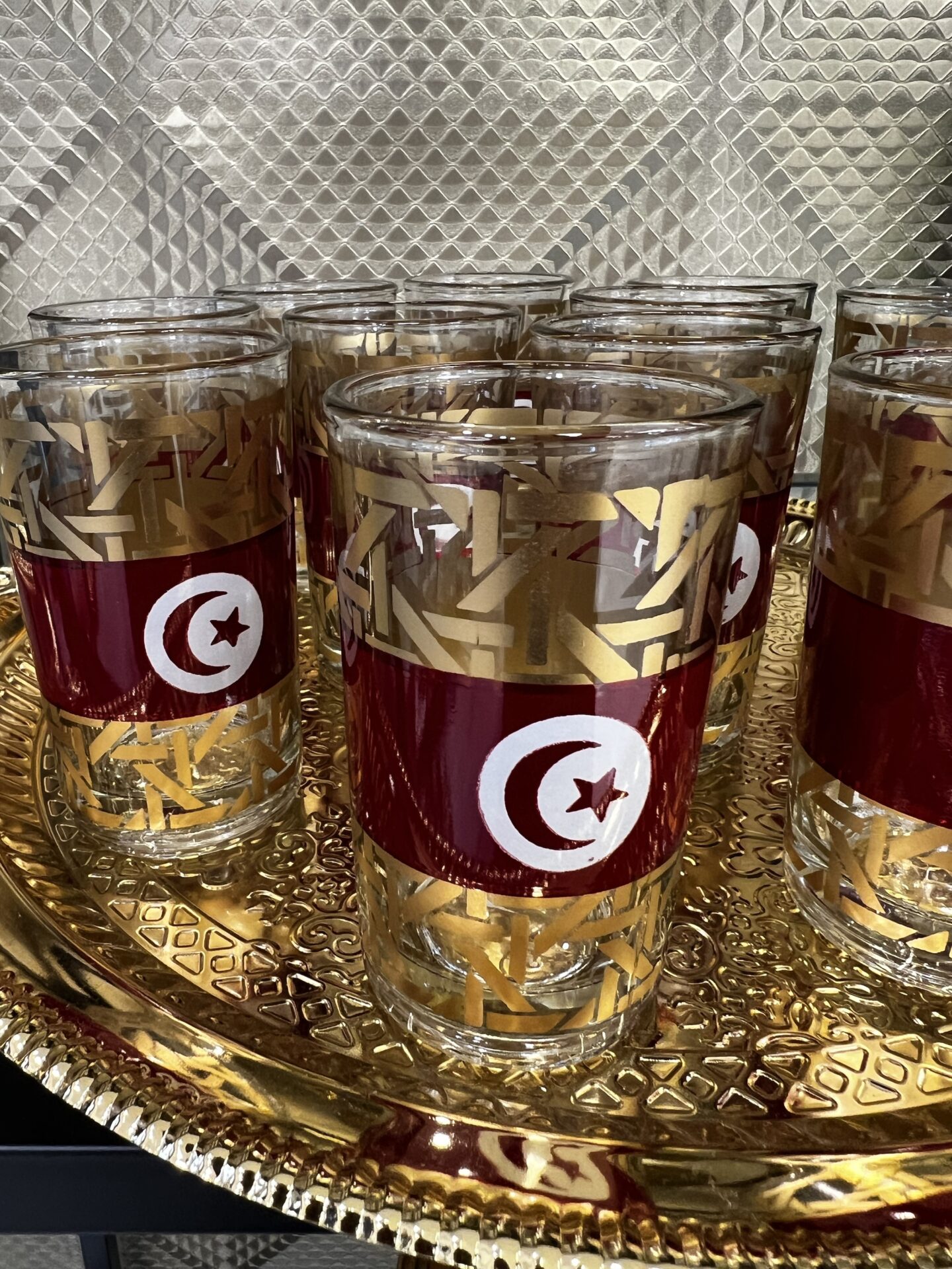 SET 12 VERRES A THE DRAPEAU TUNISIE – Image 2