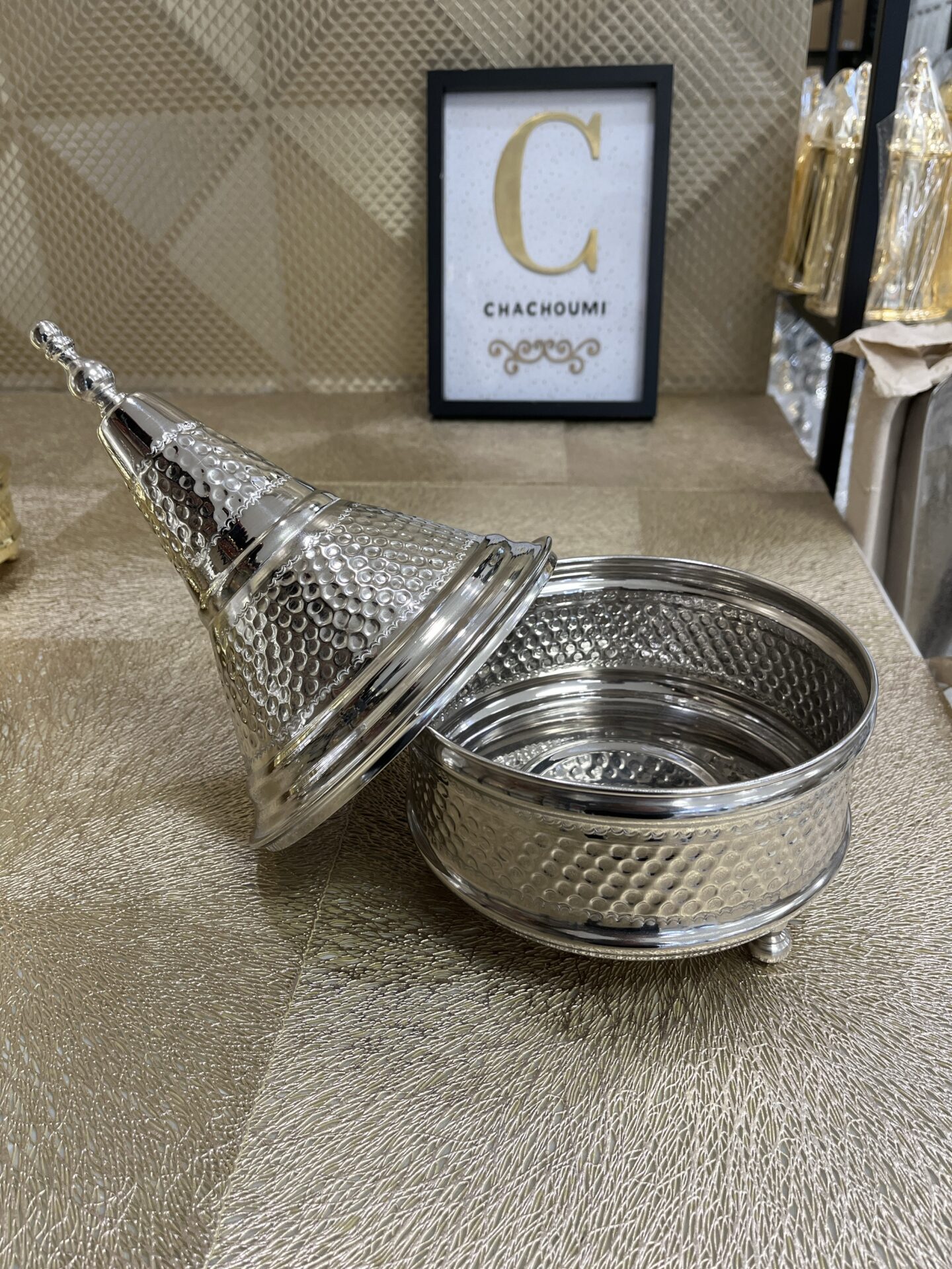 Tayfour martelé argenté en cuivre – Image 2