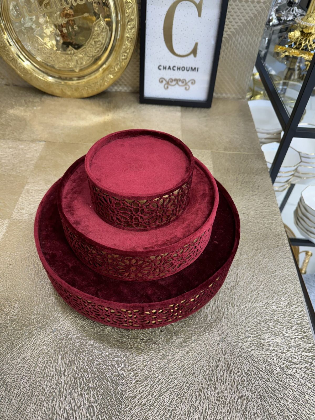 Présentoir de dattes 3 étages rouge – Image 2