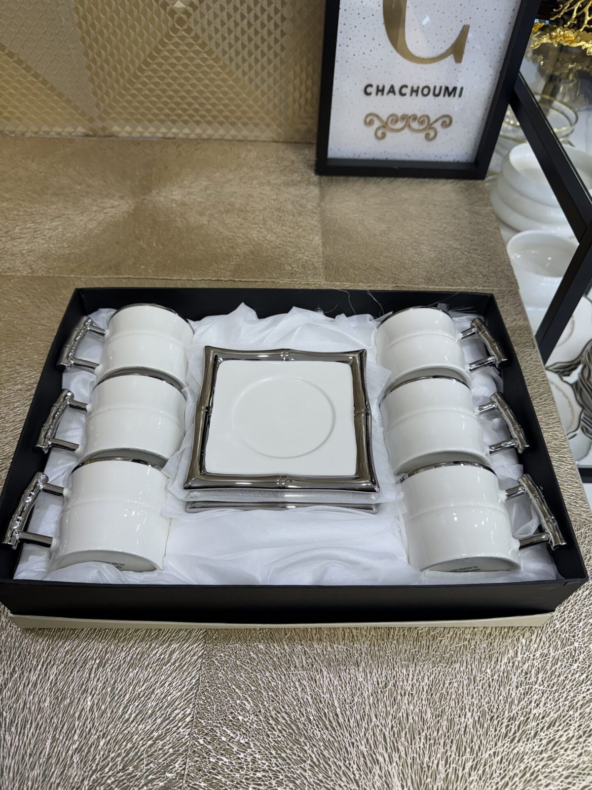 Coffret 6 Tasses 6 Sous-Tasses Argentée 1 – Image 2