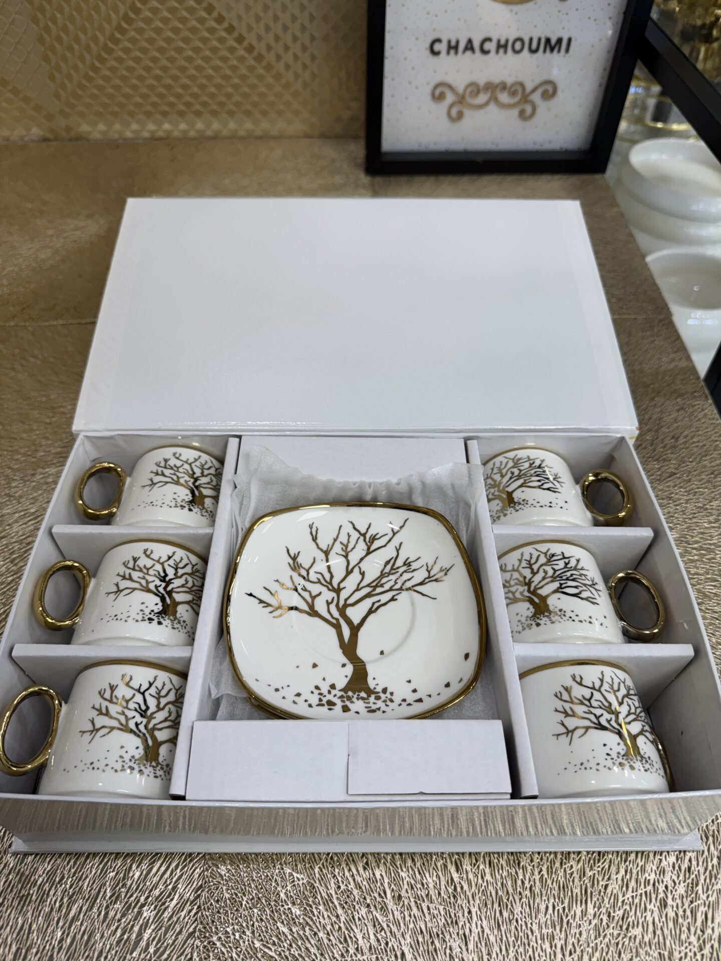 COFFRET 6 TASSES ARBRE DORÉ – Image 2