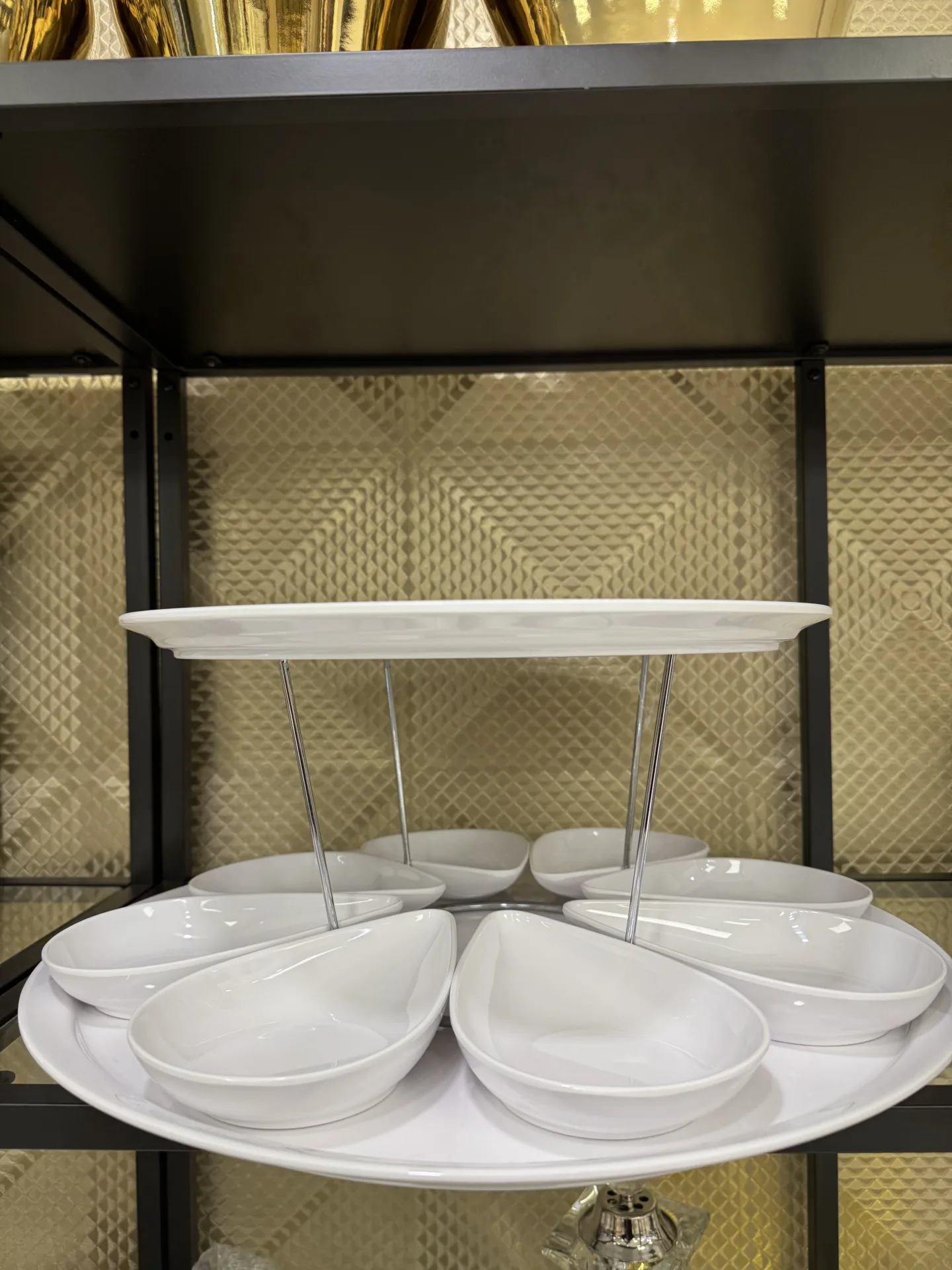 Set Présentoir melamine 2 niveaux et 8 coupelles melamine – Image 2