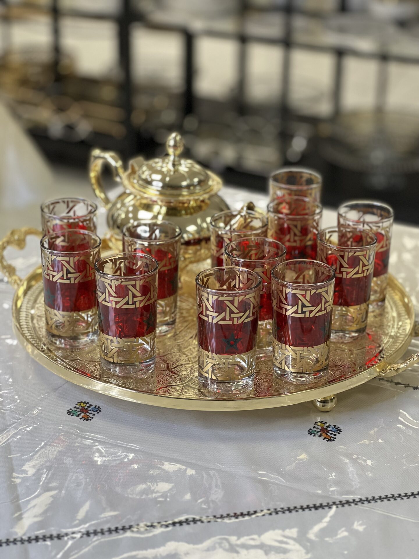 SET 12 VERRES A THE DRAPEAU MAROC