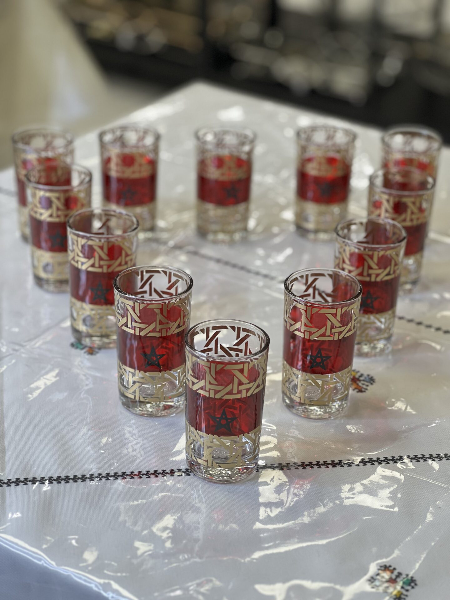 SET 12 VERRES A THE DRAPEAU MAROC – Image 2