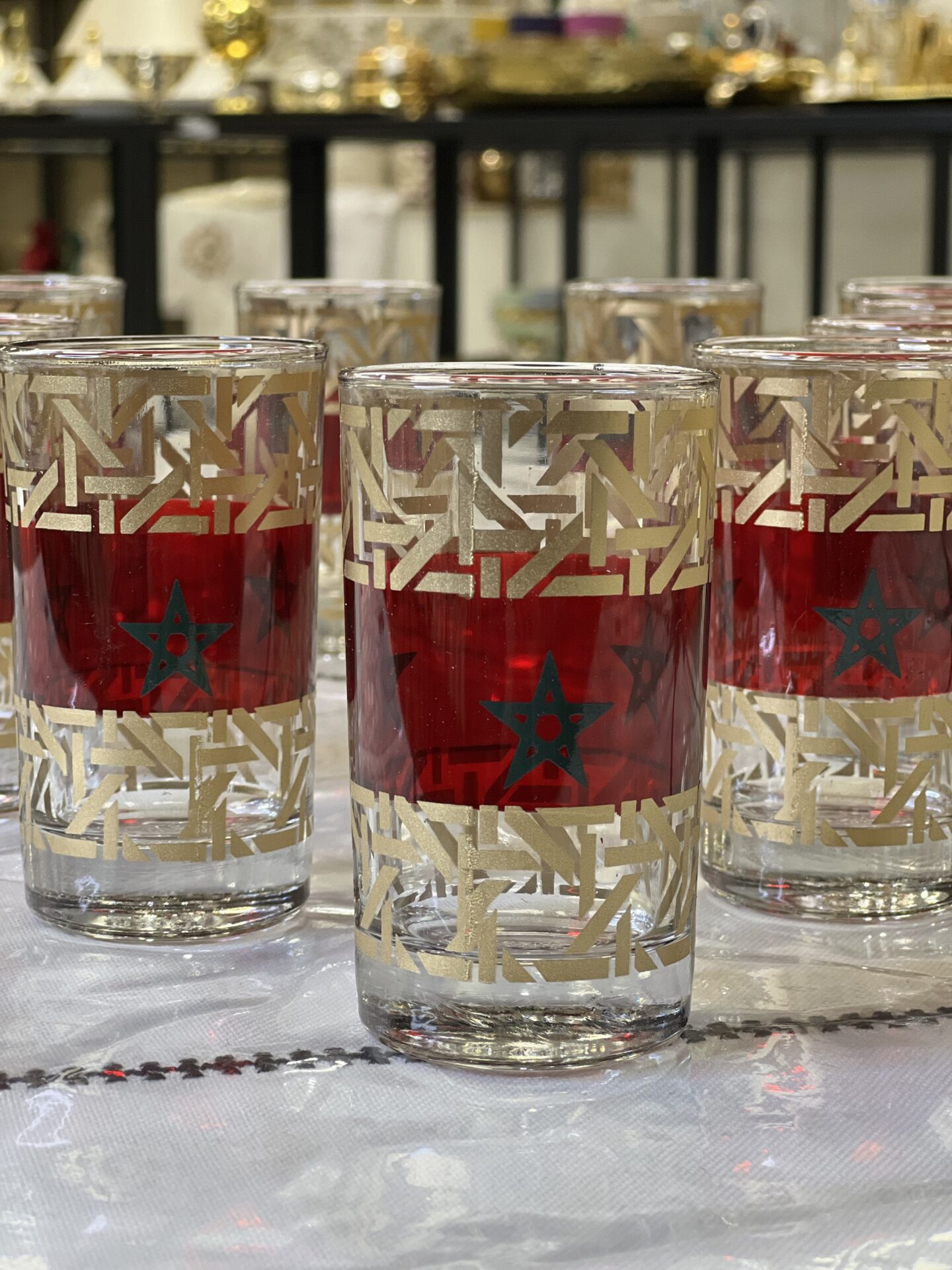 SET 12 VERRES A THE DRAPEAU MAROC – Image 3
