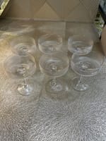 Lot 6 Coupes Verre Strié Transparent doré