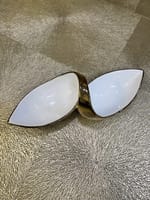 Bol Double Porcelaine Blanc et Doré – Image 2