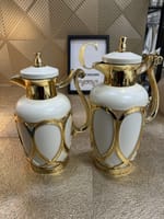 SET 2 THERMOS CAFÉ OU THÉ IVOIRE DORE QUEEN'S